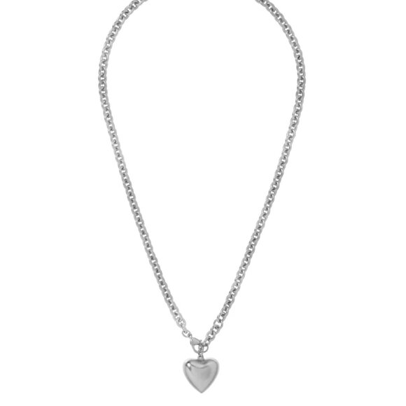 *Set* Roxanne Assoulin The Mini Puffy Heart Necklace Duo Gold/Silver - Picture 3 of 6